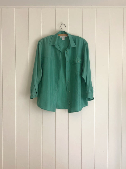 Robins Egg Oversized Silk Button-Up