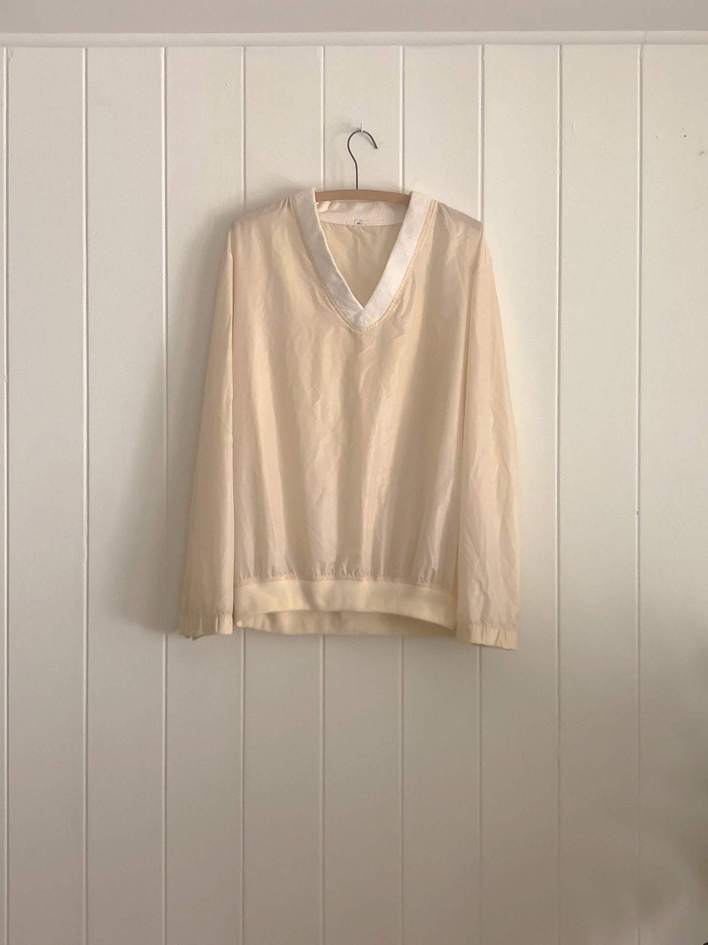 Vintage Bread Puddling Mixed Material V-neck Pullover