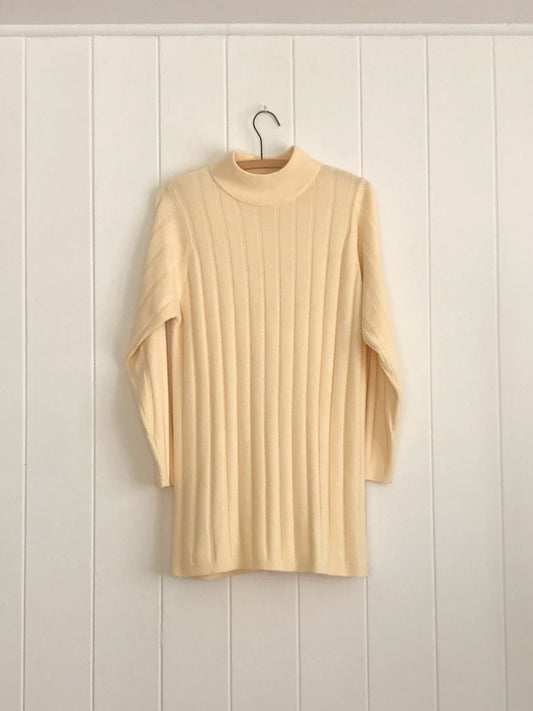 Custard Rib-Knit Dress