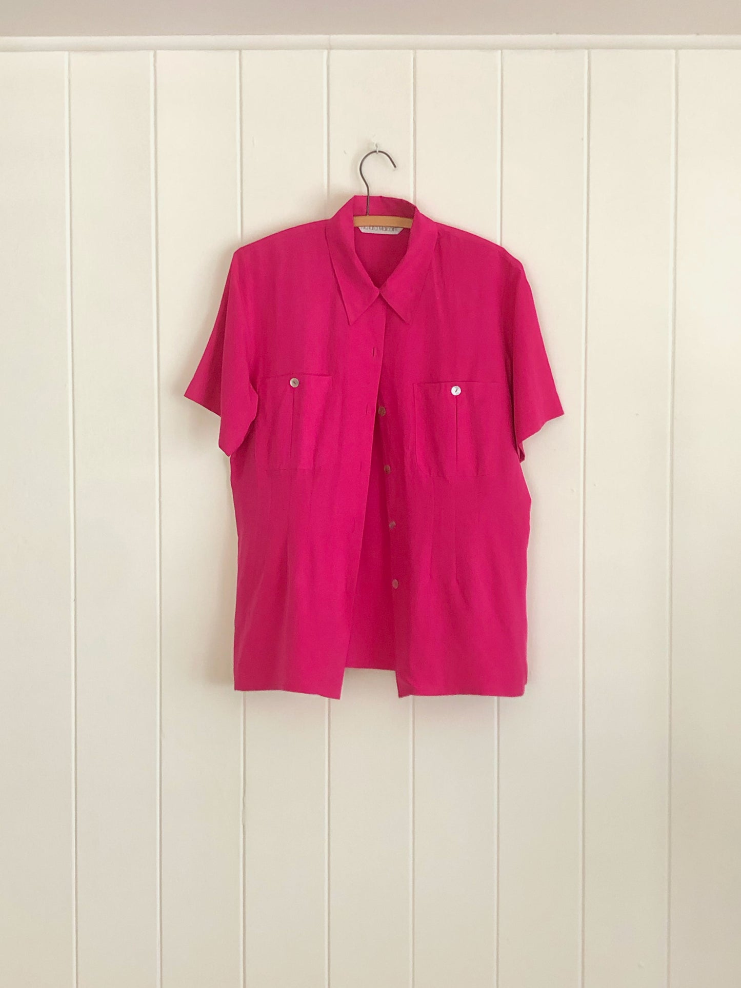 Dragonfruit Silk Button-Up