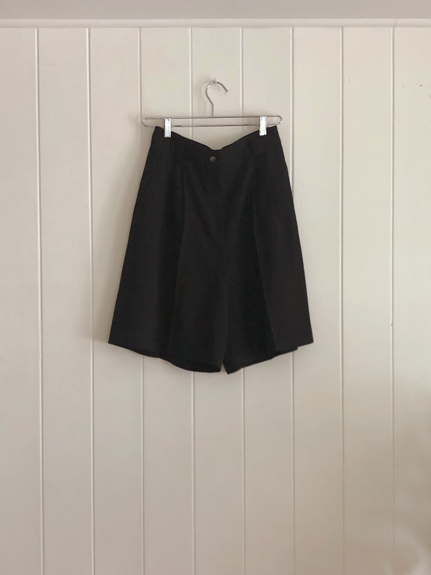 Wool Black Pleated Shorts