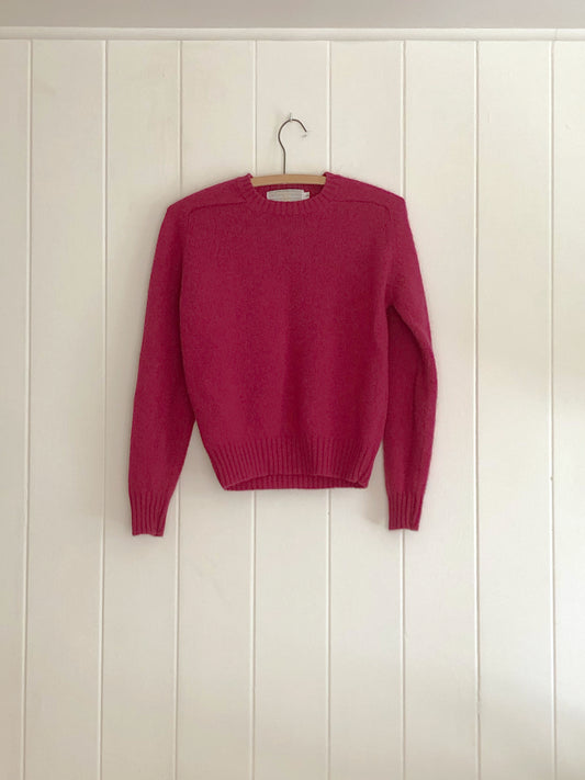 Raspberry Crewneck Wool Sweater